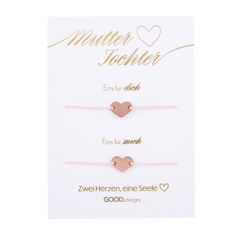 Mutter & Tocher-Armband für 2 mit Herz Armband in 18K Rosegold - GOOD.designs