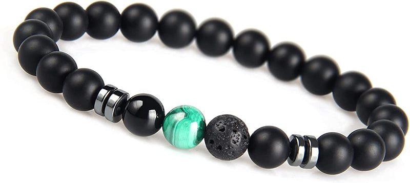 Perlenarmband Herren mit schwarzen 8mm Lavastein - Geschenk für Männer - GOOD.designs