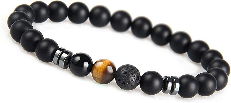 Perlenarmband Herren mit schwarzen 8mm Lavastein - Geschenk für Männer - GOOD.designs