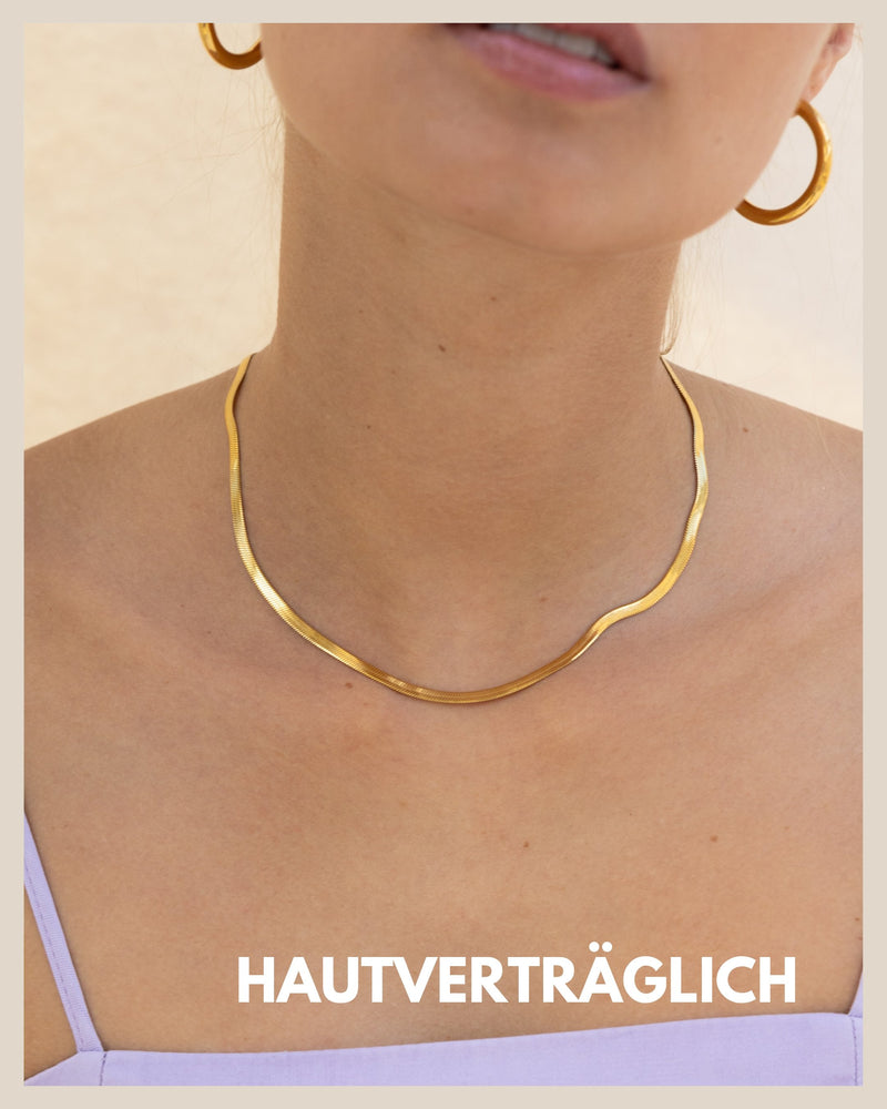 Schlangenkette Damen - flache Halskette ohne Anhänger in Silber, Gold, Roségold - GOOD.designs